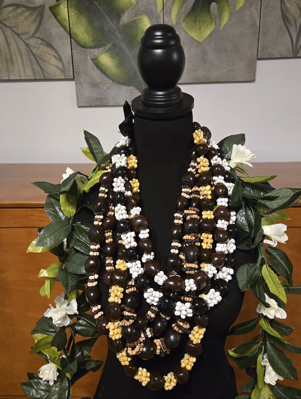 Multi Browns, Black, Beige and White Beaded Statement Necklace's (6)LOT